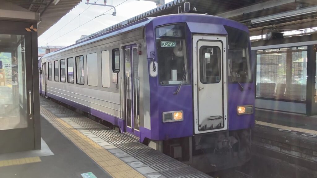 関西本線(加茂・亀山駅間)を走るキハ120形気動車