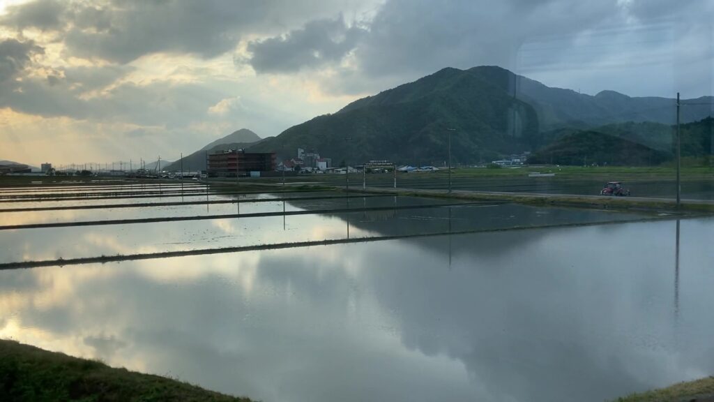 夕方の田園風景(上中駅付近)