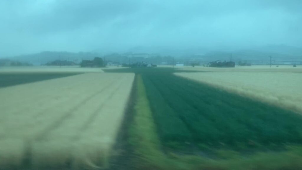 長崎本線の佐賀県区間における田園風景の車窓